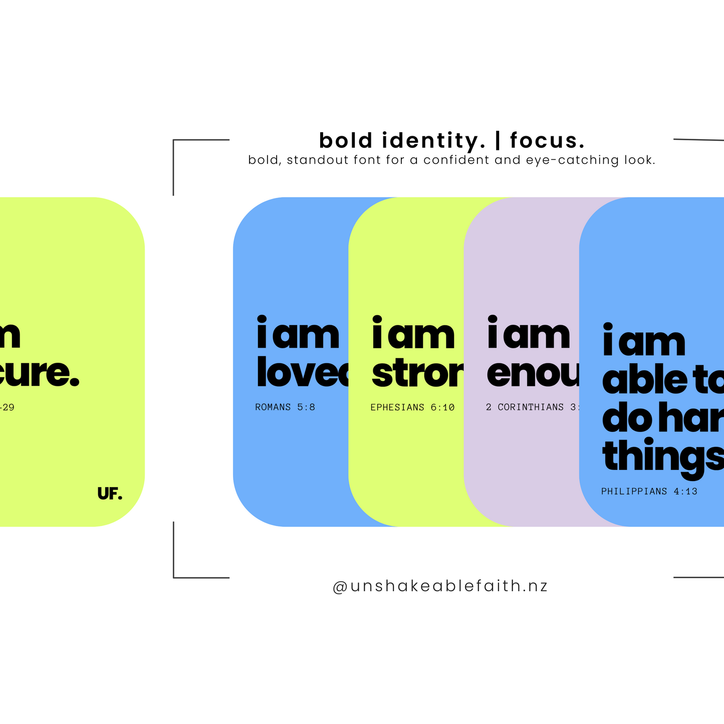my identity in him bible affirmation cards. // bold identity.
