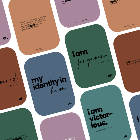 my identity in him bible affirmation cards. // echoed truth.
