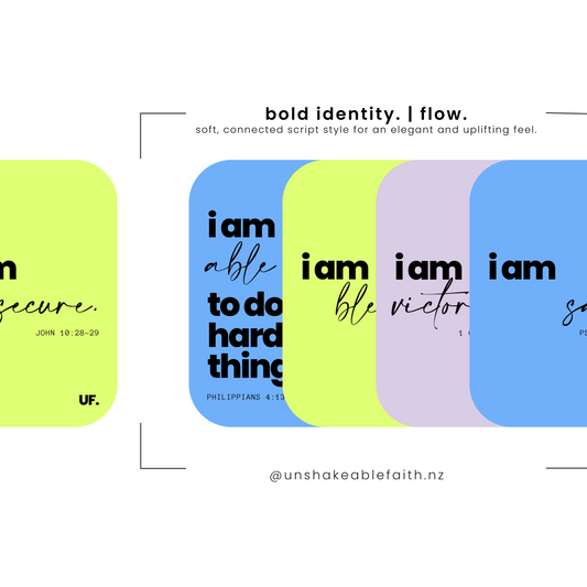 my identity in him bible affirmation cards. // bold identity.