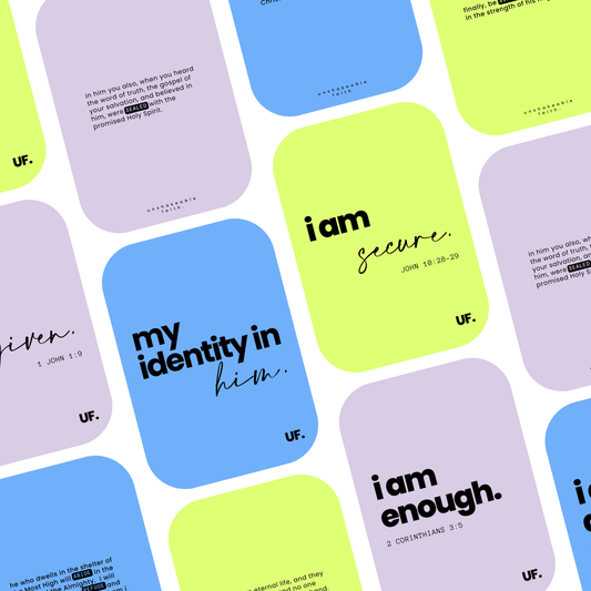 my identity in him bible affirmation cards. // bold identity.