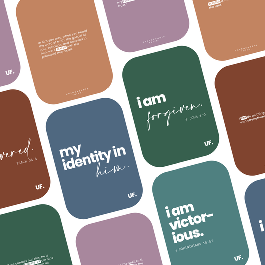 my identity in him bible affirmation cards. // echoed truth.