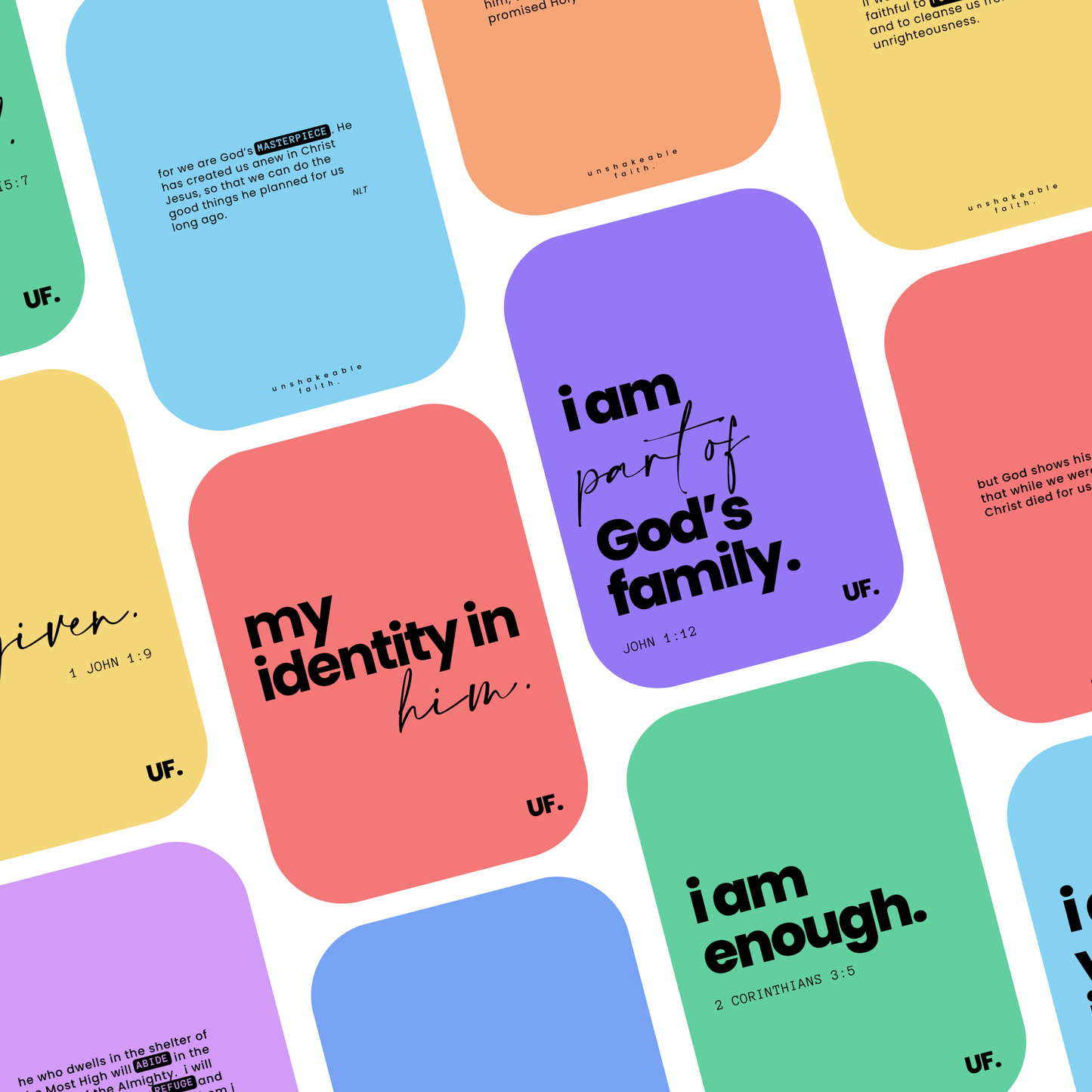 my identity in him bible affirmation cards. // joyful truth.
