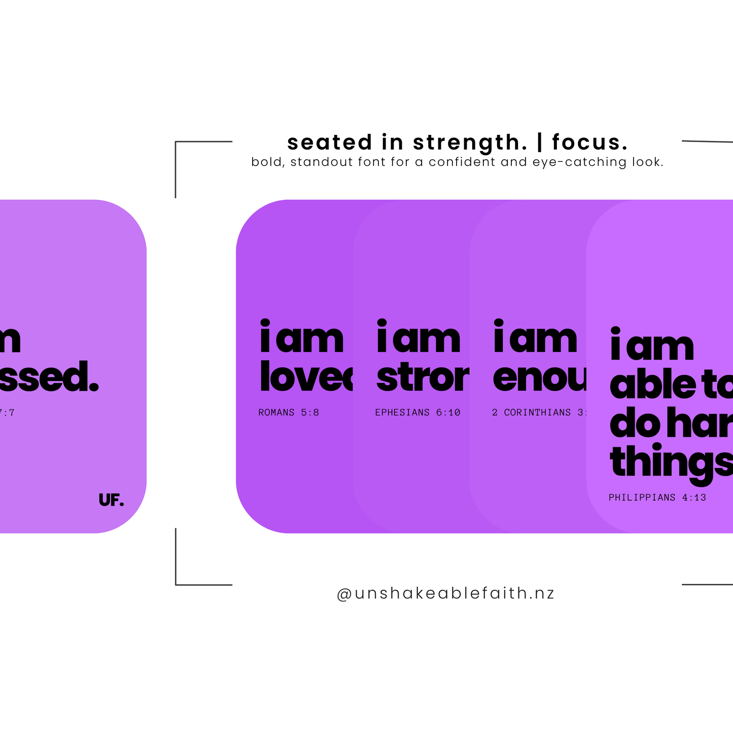 my identity in him bible affirmation cards. // seated in strength.