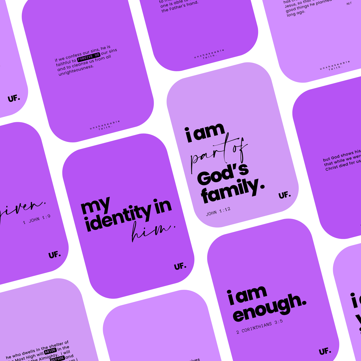 my identity in him bible affirmation cards. // seated in strength.