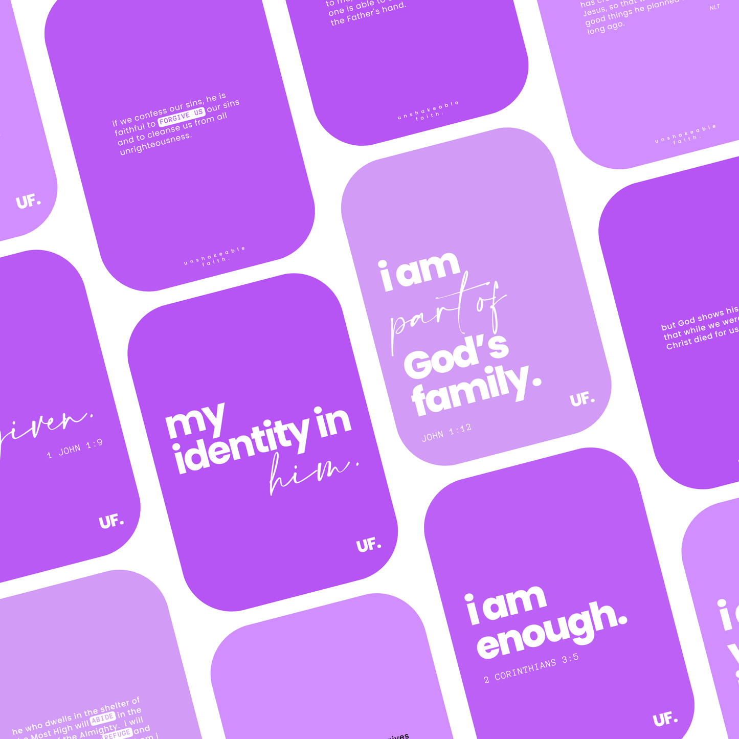 my identity in him bible affirmation cards. // seated in strength.