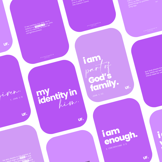 my identity in him bible affirmation cards. // seated in strength.